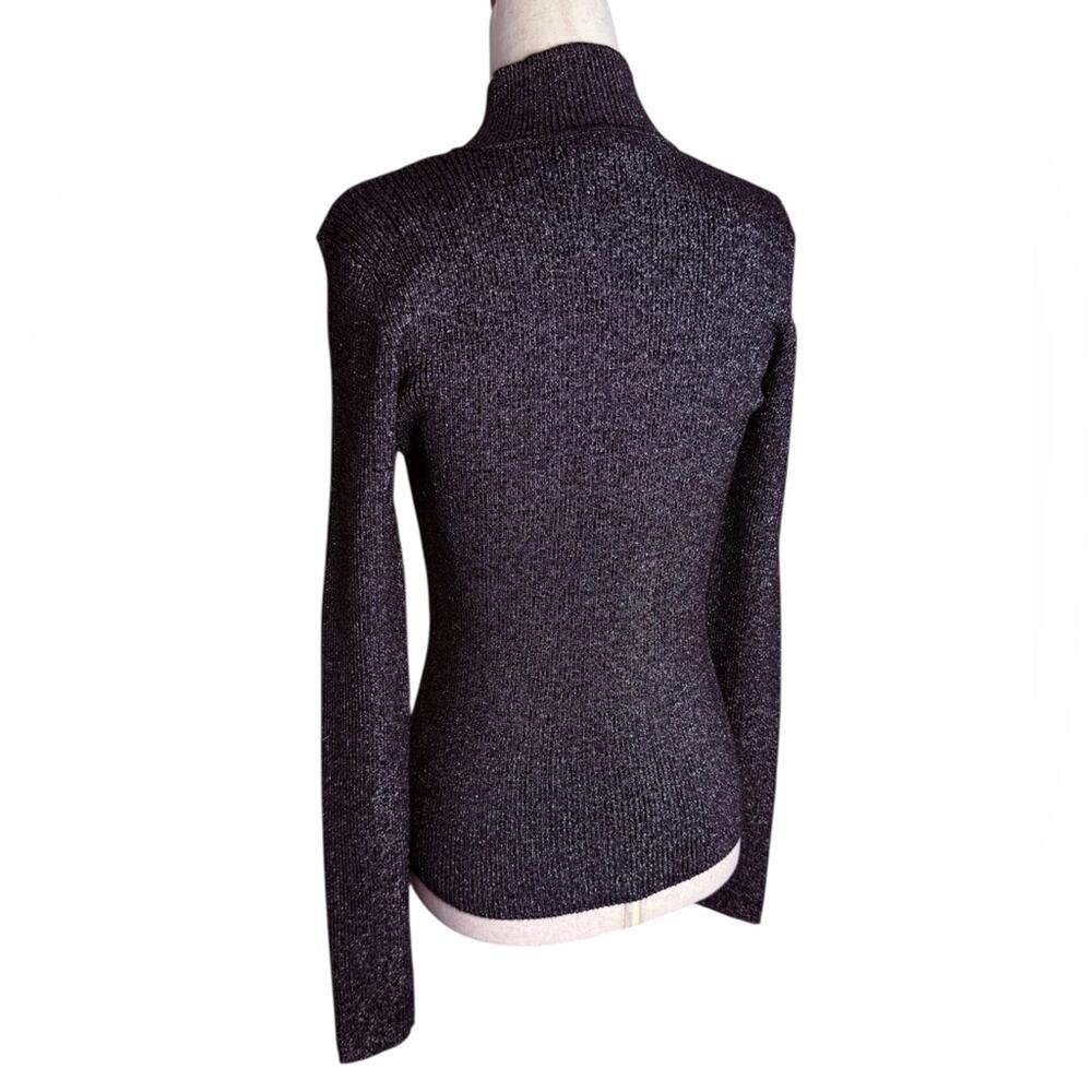 NWOT Steve Madden Serita Metallic Gray Rib Mock Neck Sweater – Sz Med - Picture 10 of 11